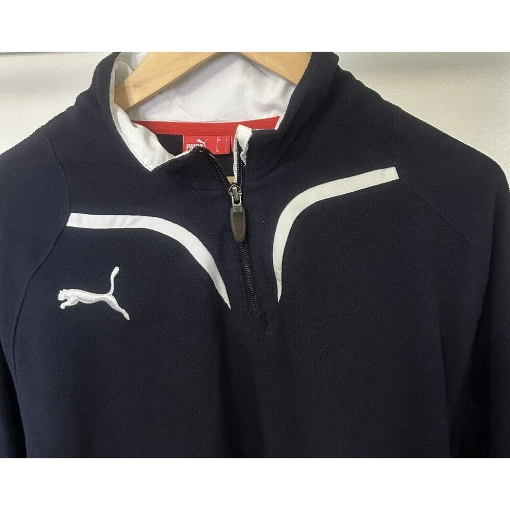 Puma 1/4 Zipper Men's Large Lightweight Sweater Black and white Athleisure